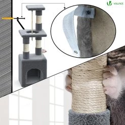 Sortie 🎁 VOUNOT Arbre à Chat 88cm avec Corde Griffoir Plateforme Niche Gris 🛒 -Bon plan Animalerie Soldes 6973424411469 6