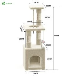 Sortie 🤩 VOUNOT Arbre à Chat 88cm avec Corde Griffoir Plateforme Niche Beige ⭐ -Bon plan Animalerie Soldes 6973424411476 3