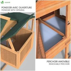 Budget 🎉 VOUNOT Poulailler en Bois XL avec Pondoir et Perchoir 🤩 -Bon plan Animalerie Soldes 8431252021024 4