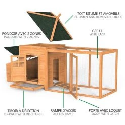 Acheter 👍 VOUNOT Grand poulailler en Bois avec Pondoir et Perchoir ✨ -Bon plan Animalerie Soldes 8431252021284 4