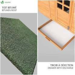 Acheter 👍 VOUNOT Grand poulailler en Bois avec Pondoir et Perchoir ✨ -Bon plan Animalerie Soldes 8431252021284 6